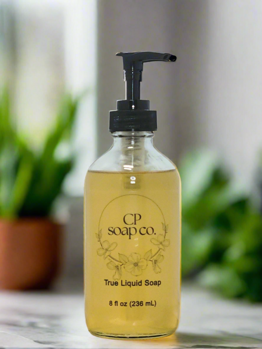 8oz glass refill pump bottle full with pump extended