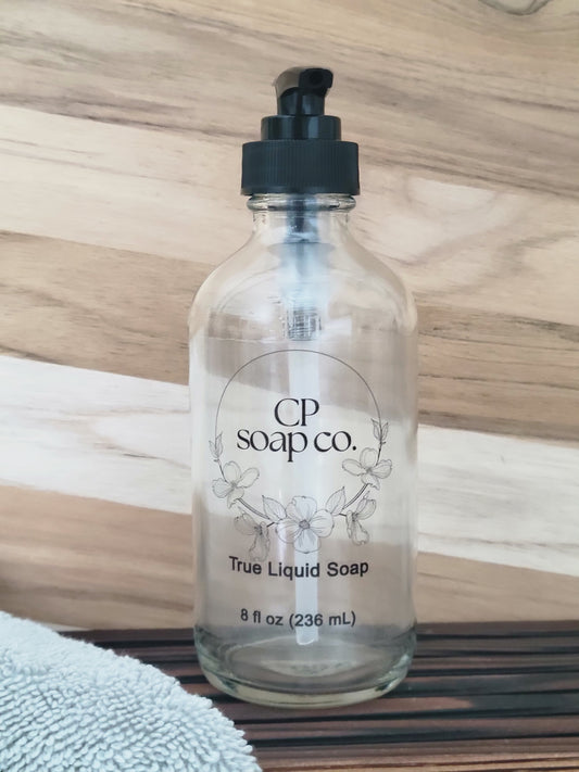 8oz glass pump bottle for true liquid soap refills