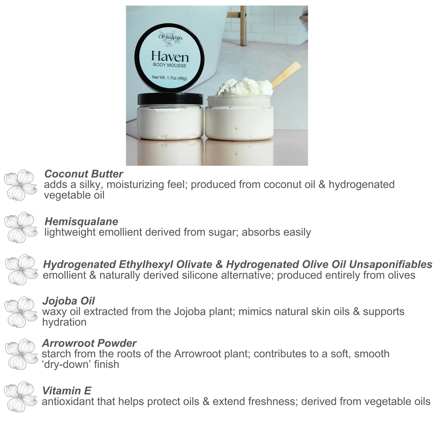 Product packaging with ingredients listed on a white background